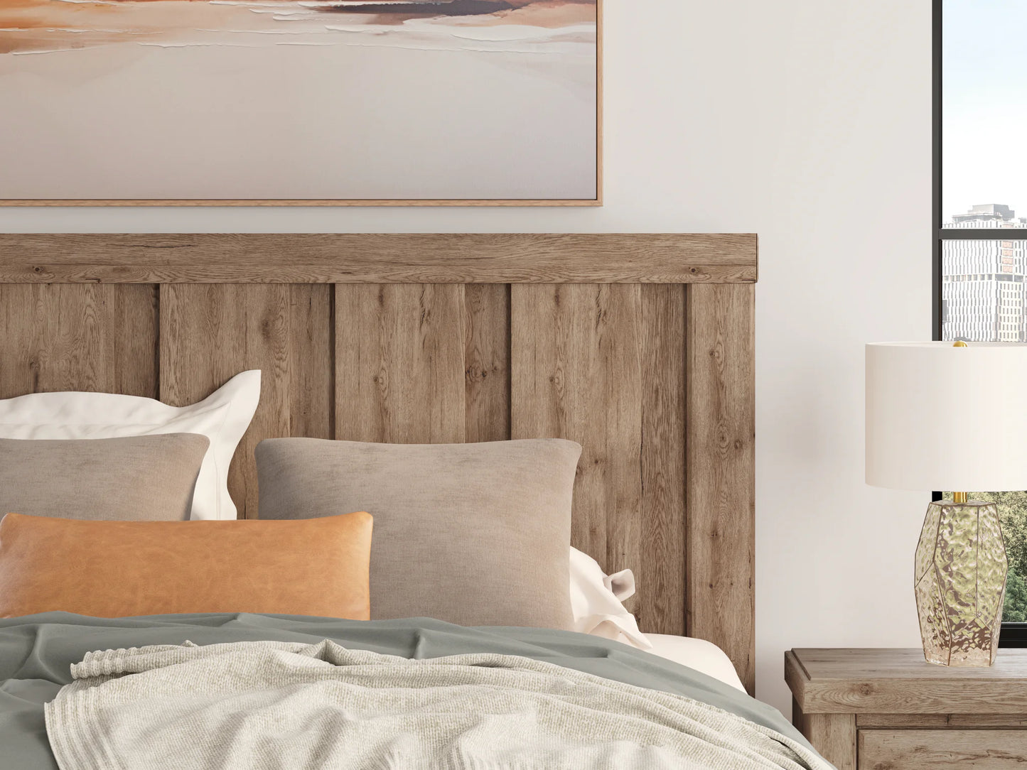 Oliandon - King Panel Bed - Light Brown