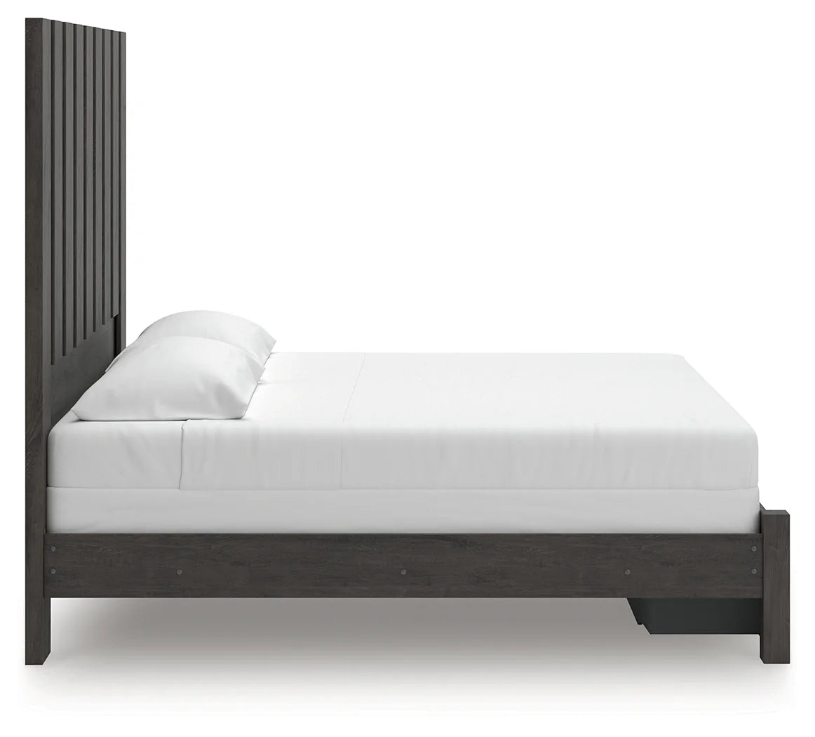 Fraluna - Charcoal - King Panel Storage Bed