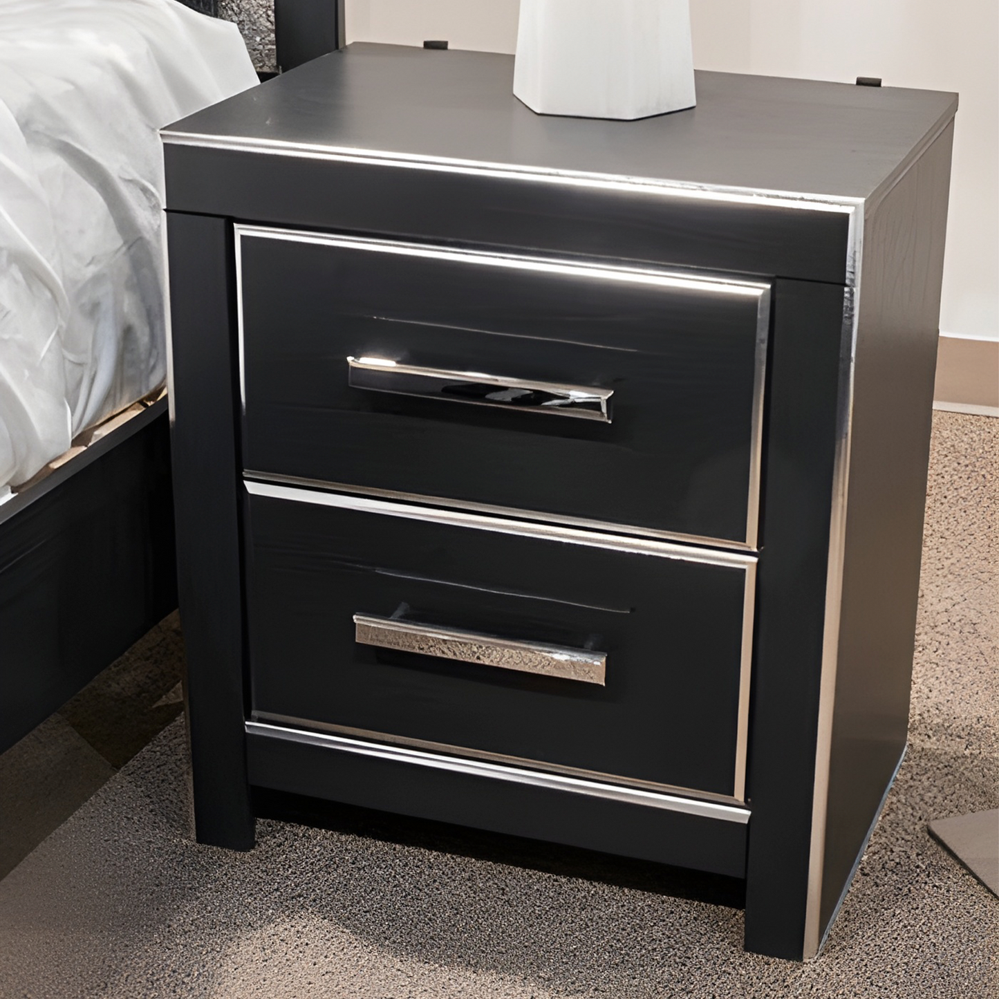 Zuraleus - Black - Two Drawer Night Stand