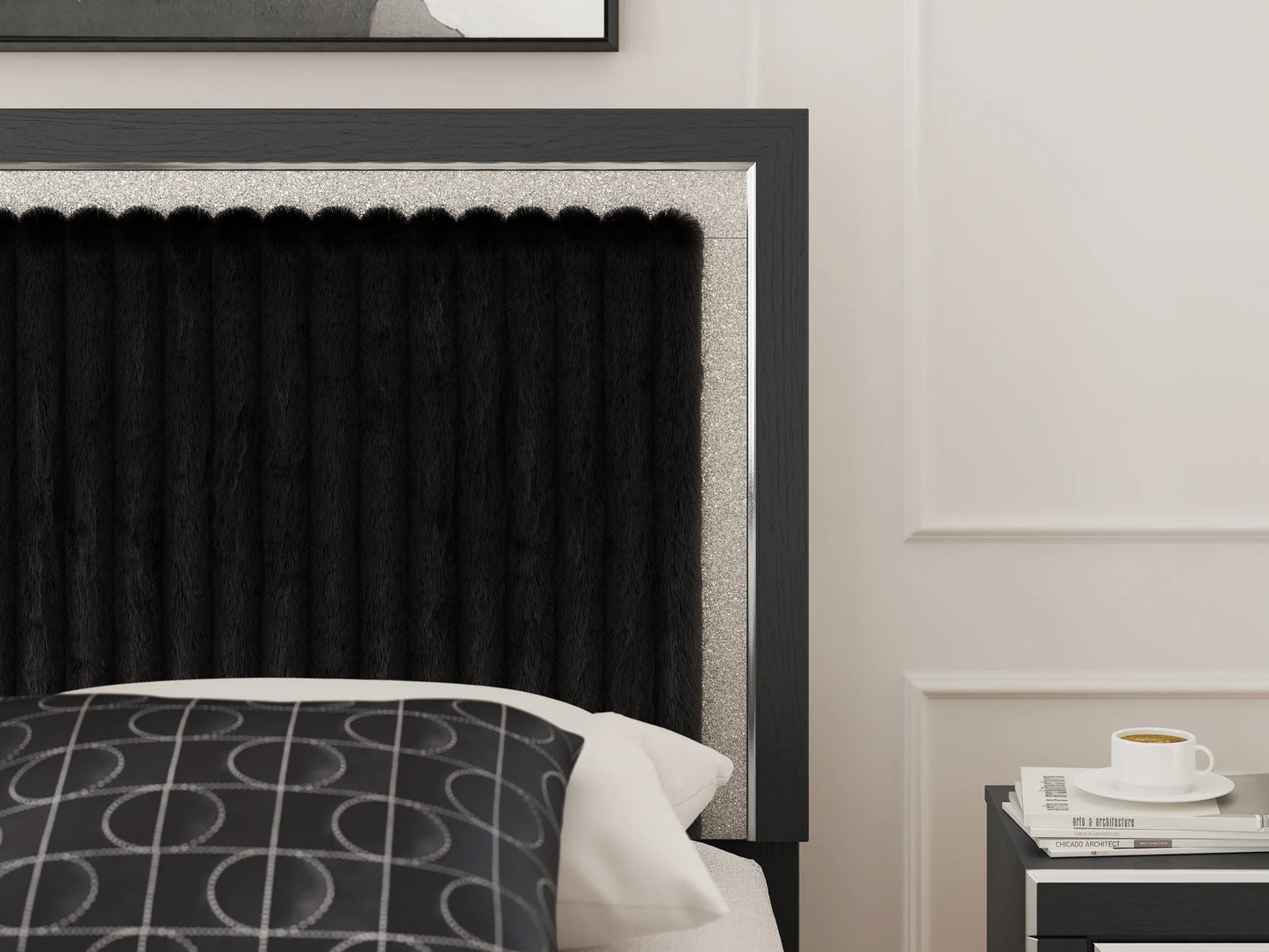 Zuraleus - Queen Upholstered Panel Bed - Black