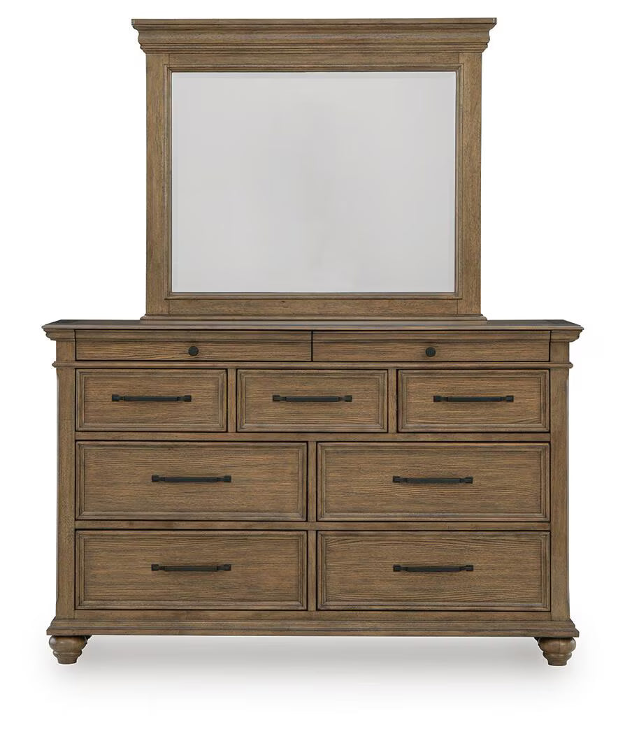 Karallin - Dresser And Mirror - Medium Brown
