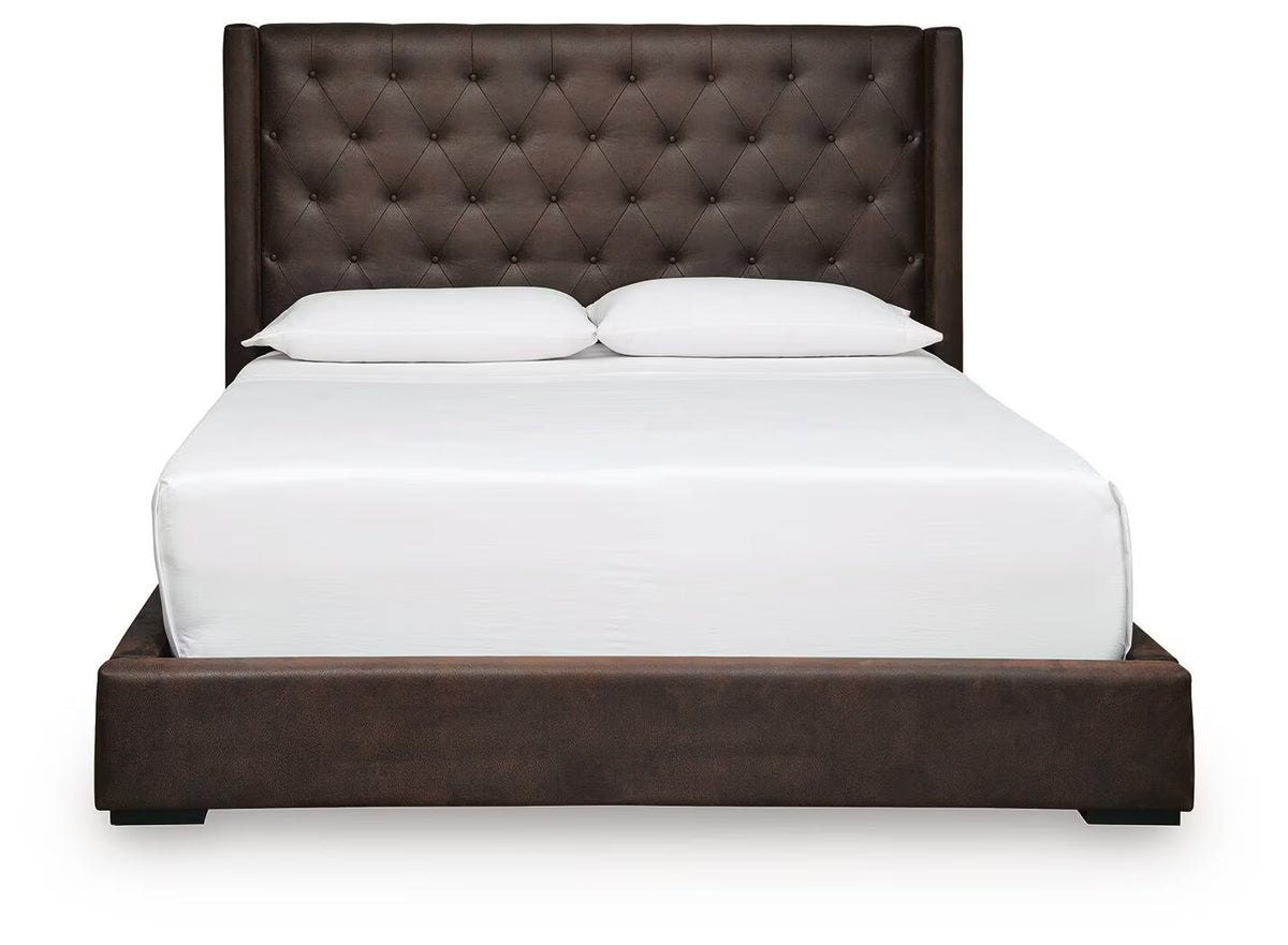 Lavernty - King Upholstered Storage Bed - Coffee