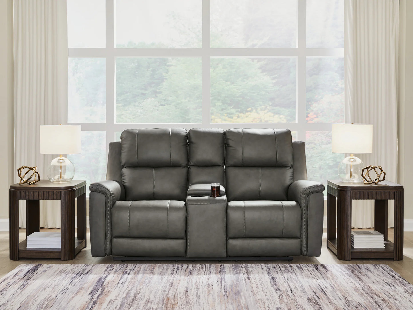Bleckley - Anchor - Power Reclining Loveseat With Console / Adjustable Headrest