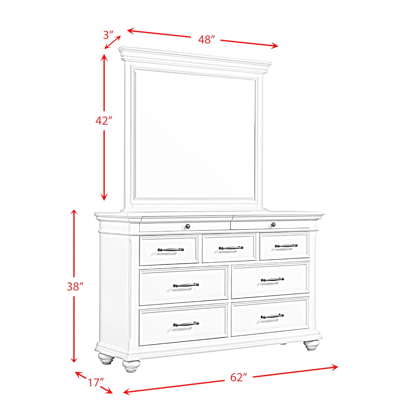 Slater - 9-Drawer Dresser With Mirror - White