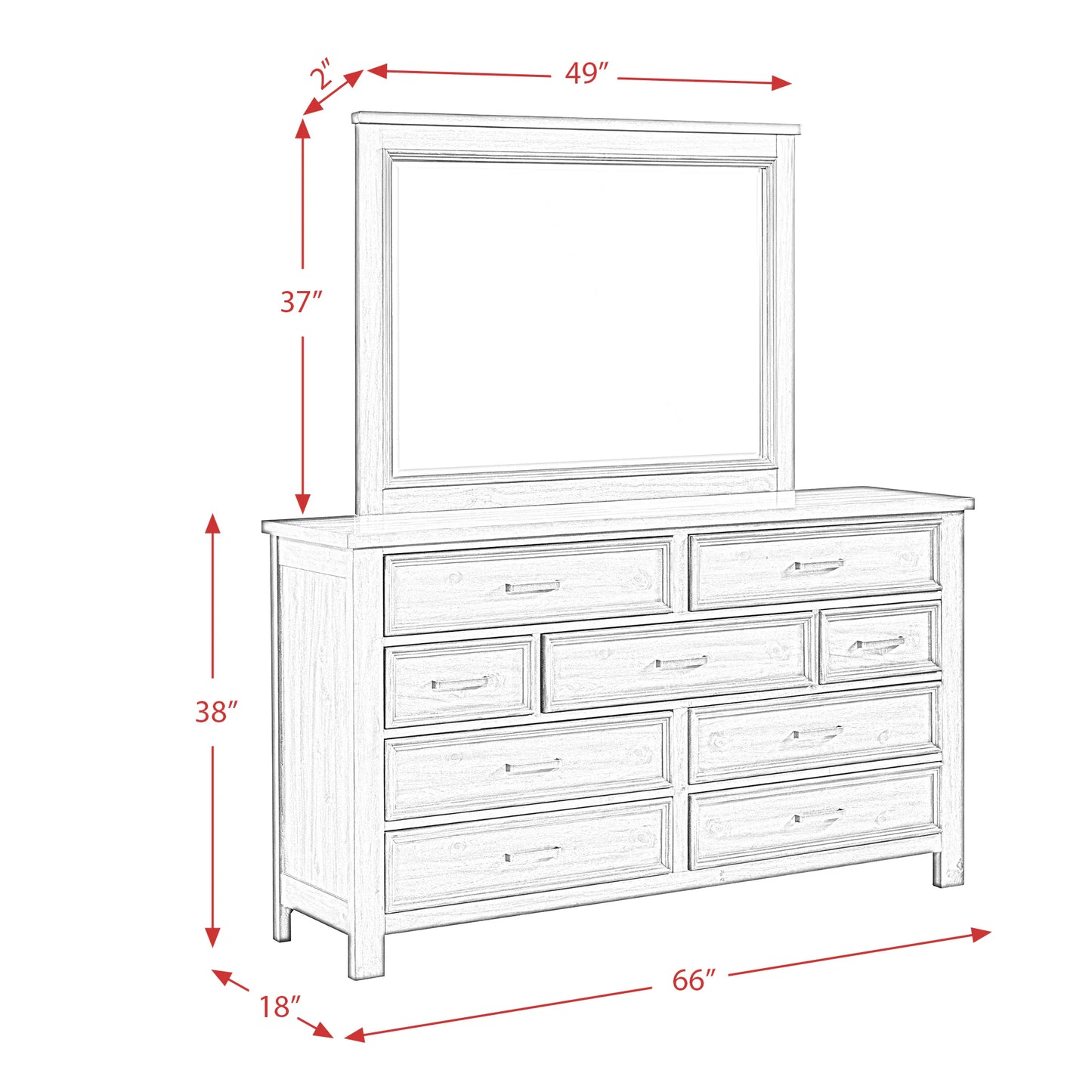Sullivan - Dresser & Mirror Set - Drift Gray