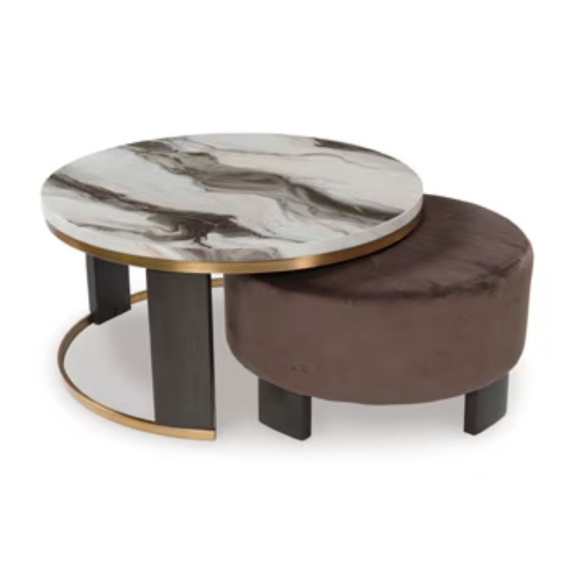Jazmore - Brown / Brass Finish - Nesting Cocktail Tables (Set of 2)