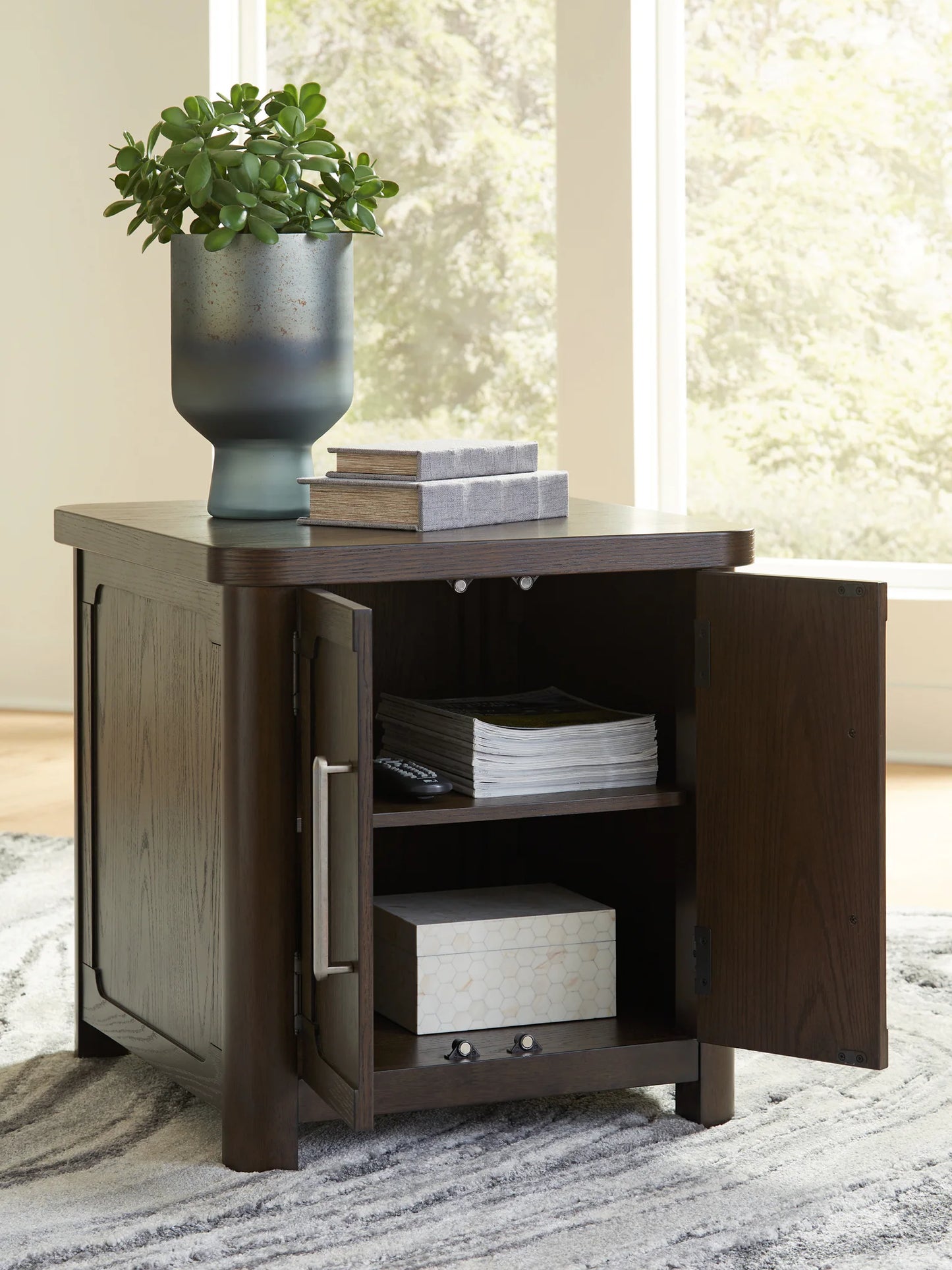 Breckington - Dark Brown - Rectangular 2-door End Table