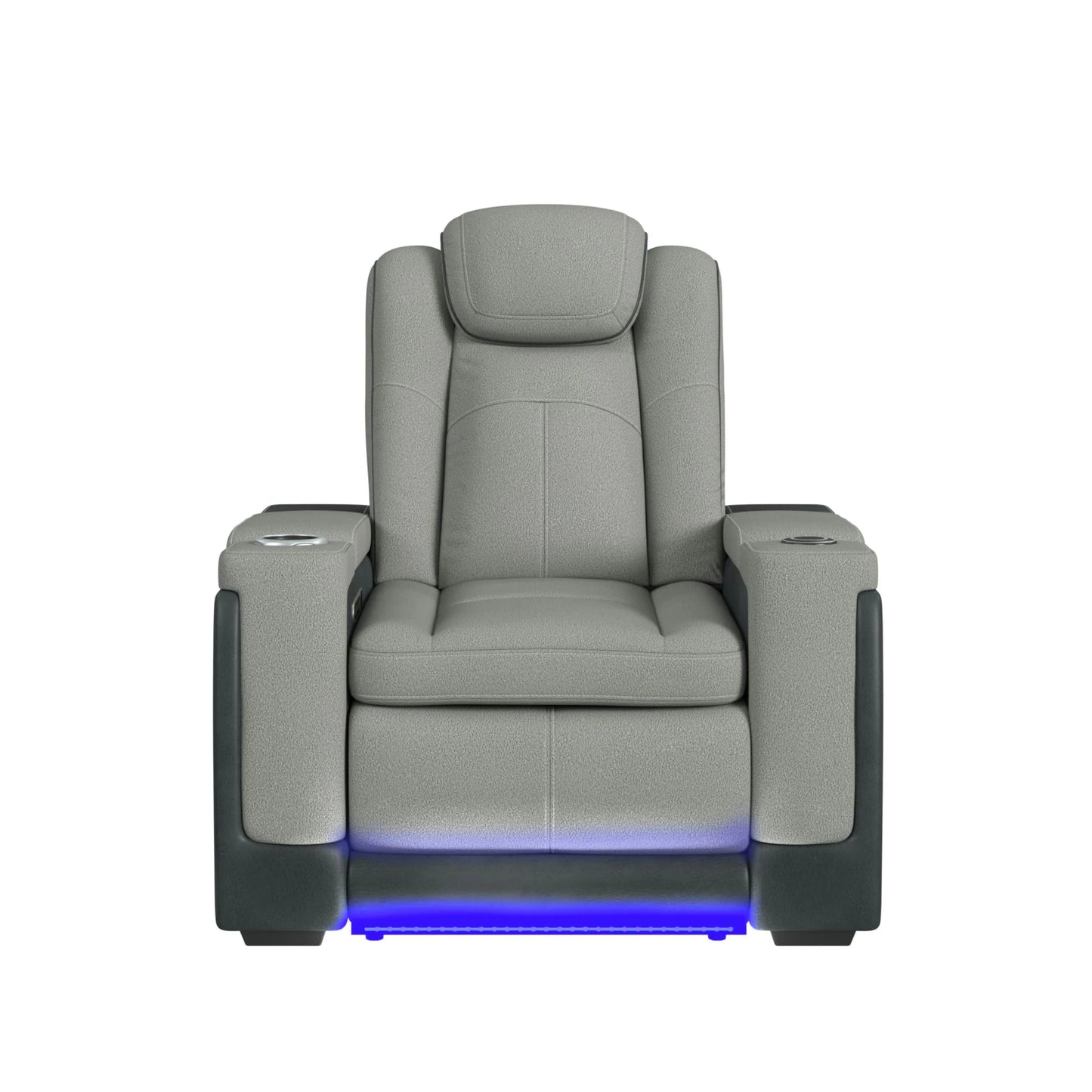 Lantana - LED Power Motion Recliner With Power Headrest, Wireless Charger And Cup Holder - Rocky Cement / Charcoal