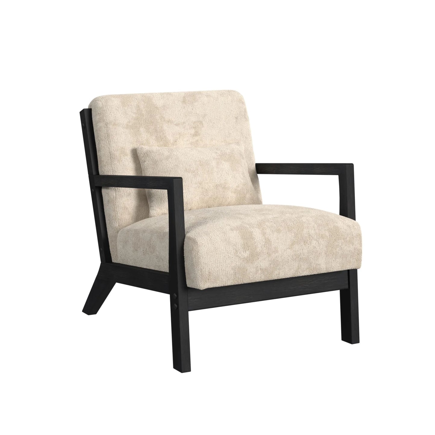 Marina - Chair With Kidney Pillow - Brushed Espresso / Beige