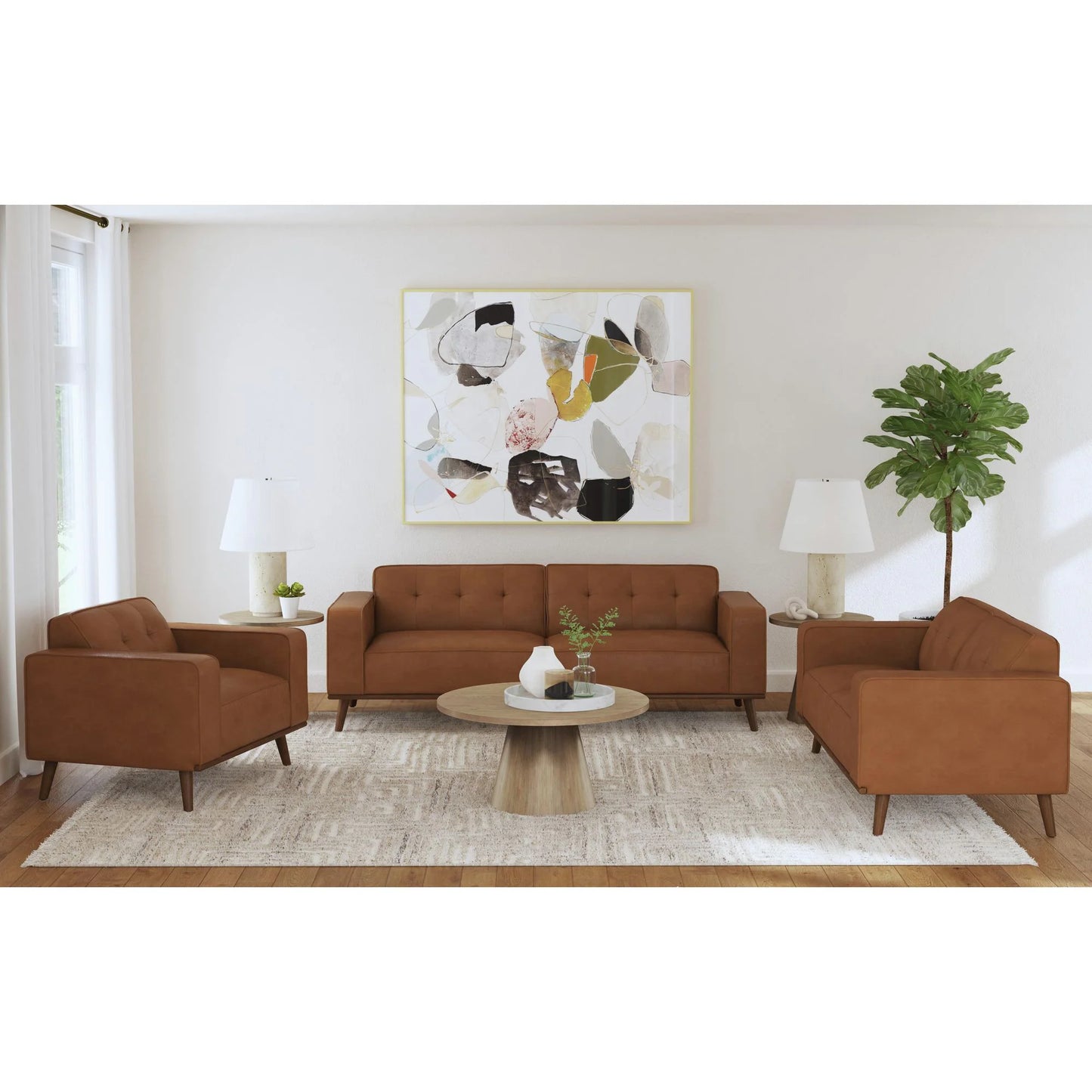 Destiny - Loveseat With Wood Front - Pebble Tan