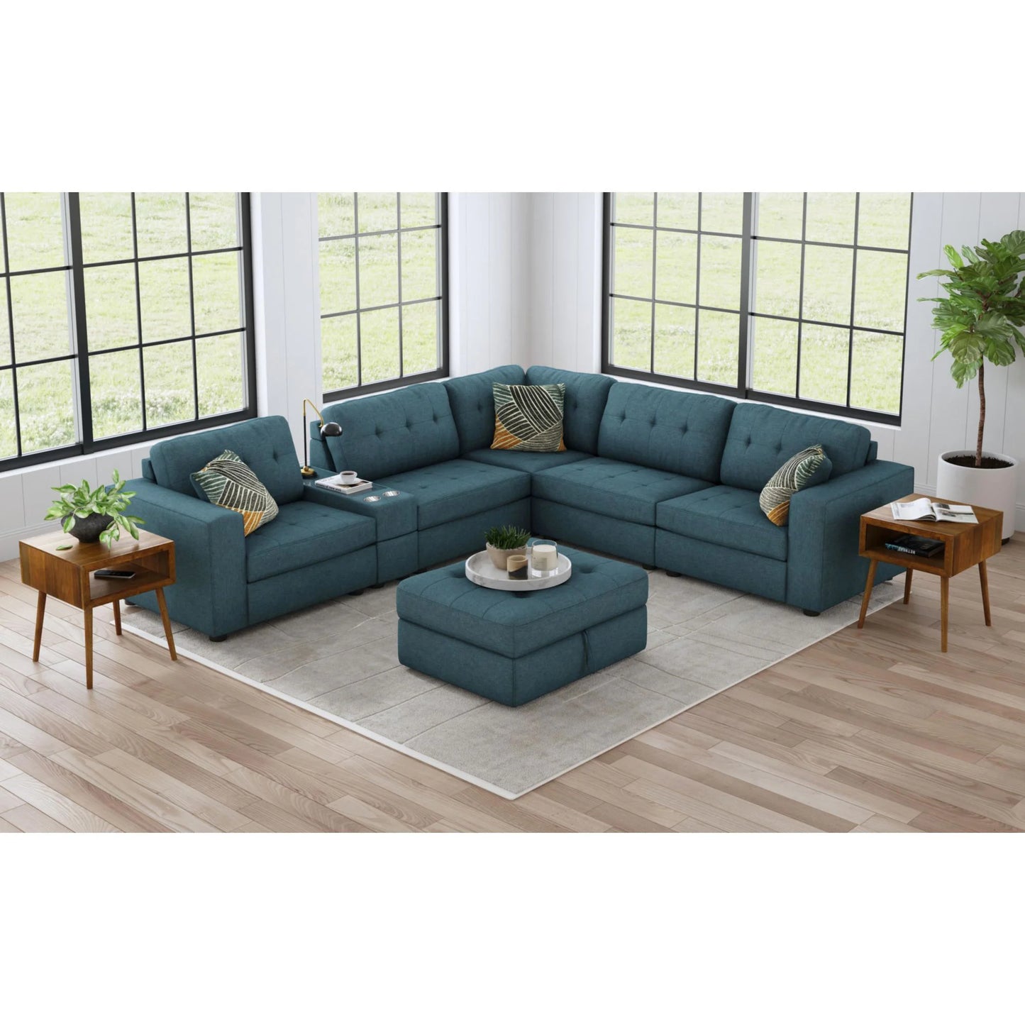 Options One - 7 Piece Living Room Set - Palmer Plus Teal
