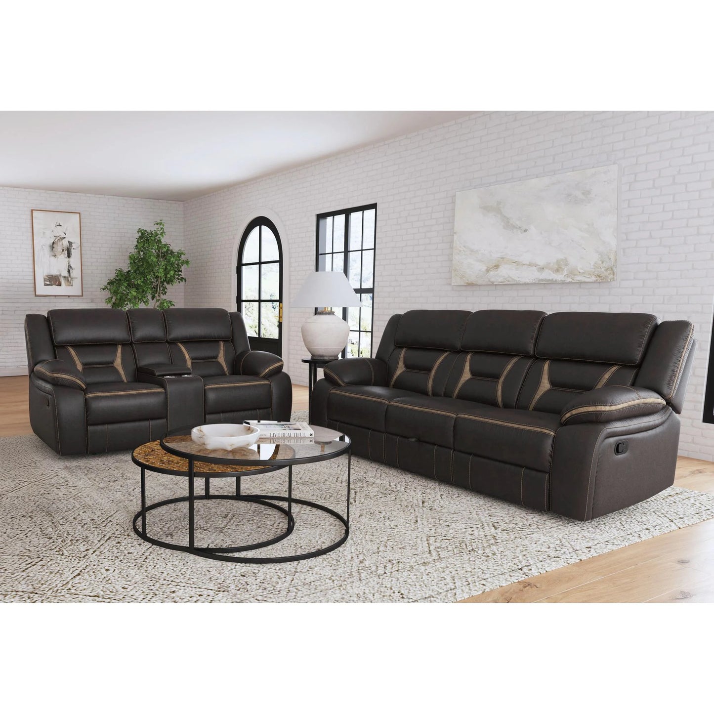 Engage - 2 Piece Living Room Set (Sofa & Loveseat) - Corral Dark Chocolate