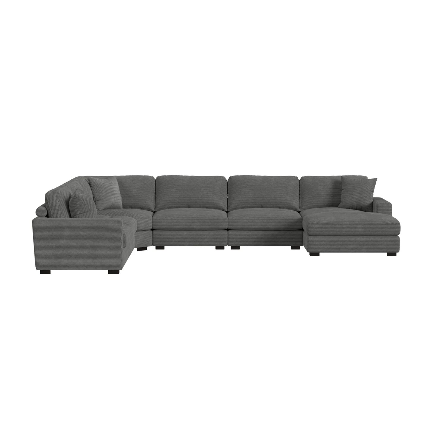 Arizona - Modular 6 Piece Sectional Set With RHF Chaise - Steno Charcoal