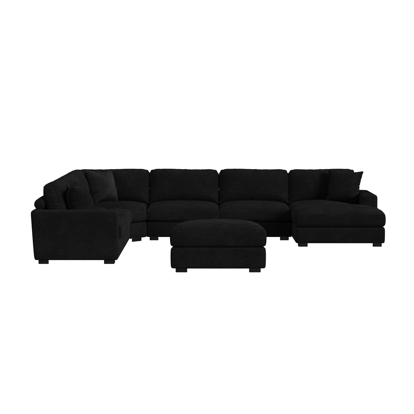 Arizona - 7 Piece Sectional Set With RHF Chaise - Steno Black