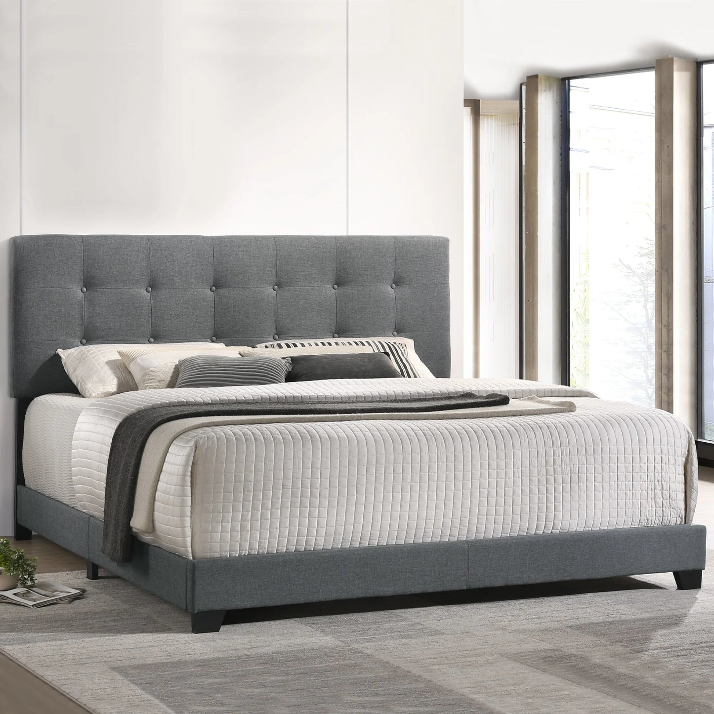 Addyson - Upholstered King Bed - Gunmetal
