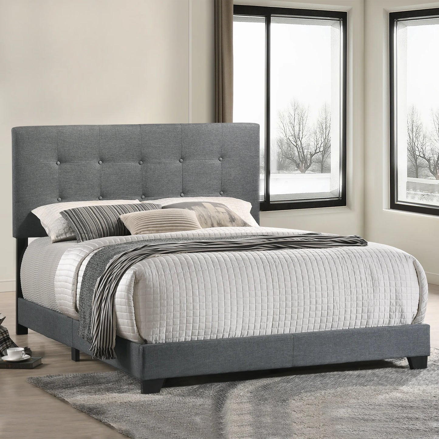 Addyson - Upholstered Queen Bed - Gunmetal