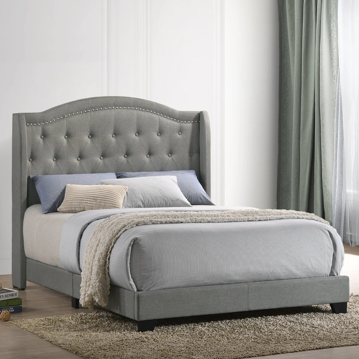 Rhyan - Upholstered Full Bed - Smoke Finish