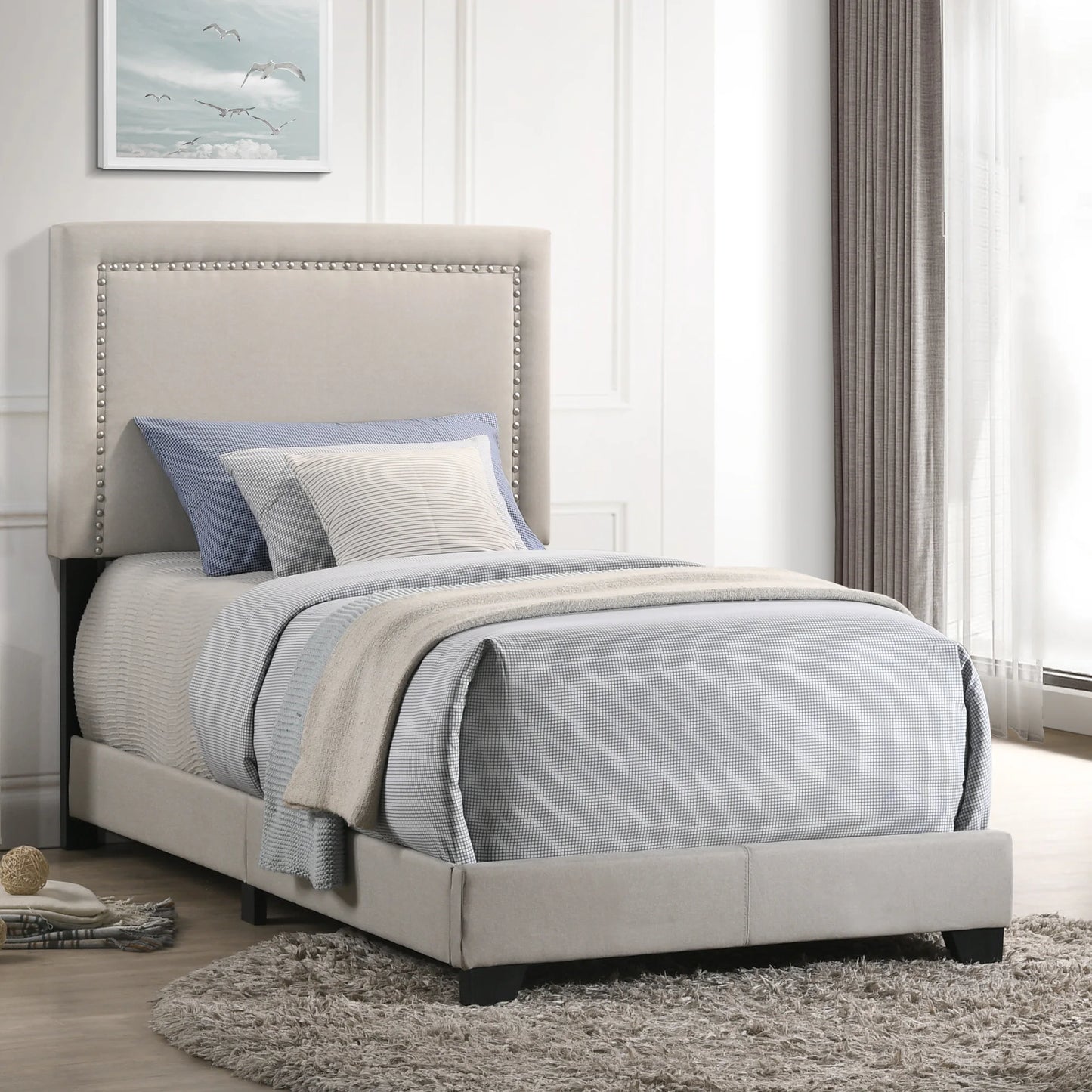 Zion - Upholstered Twin Bed - Fog