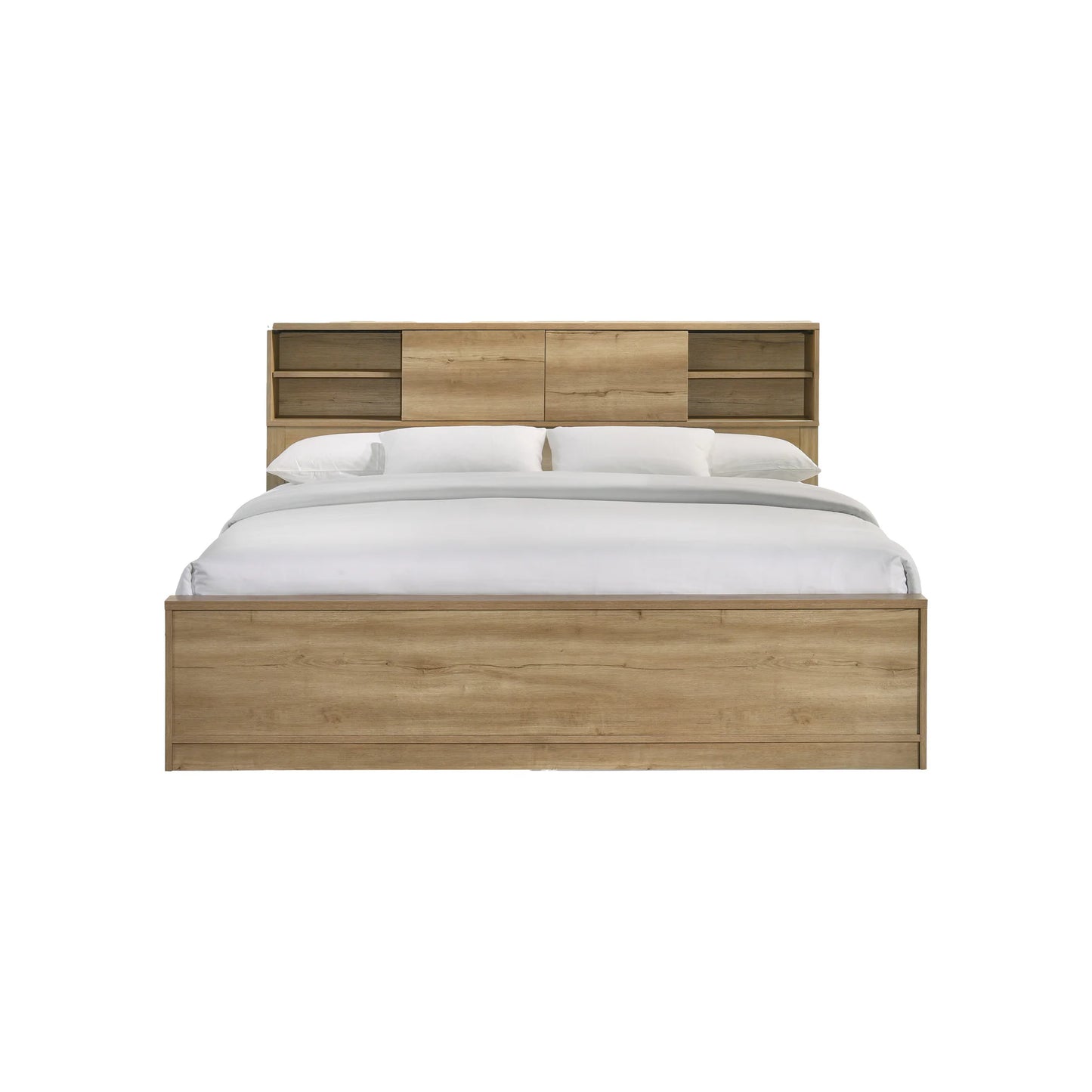 Vega - King Bed - Natural Oak Melamine