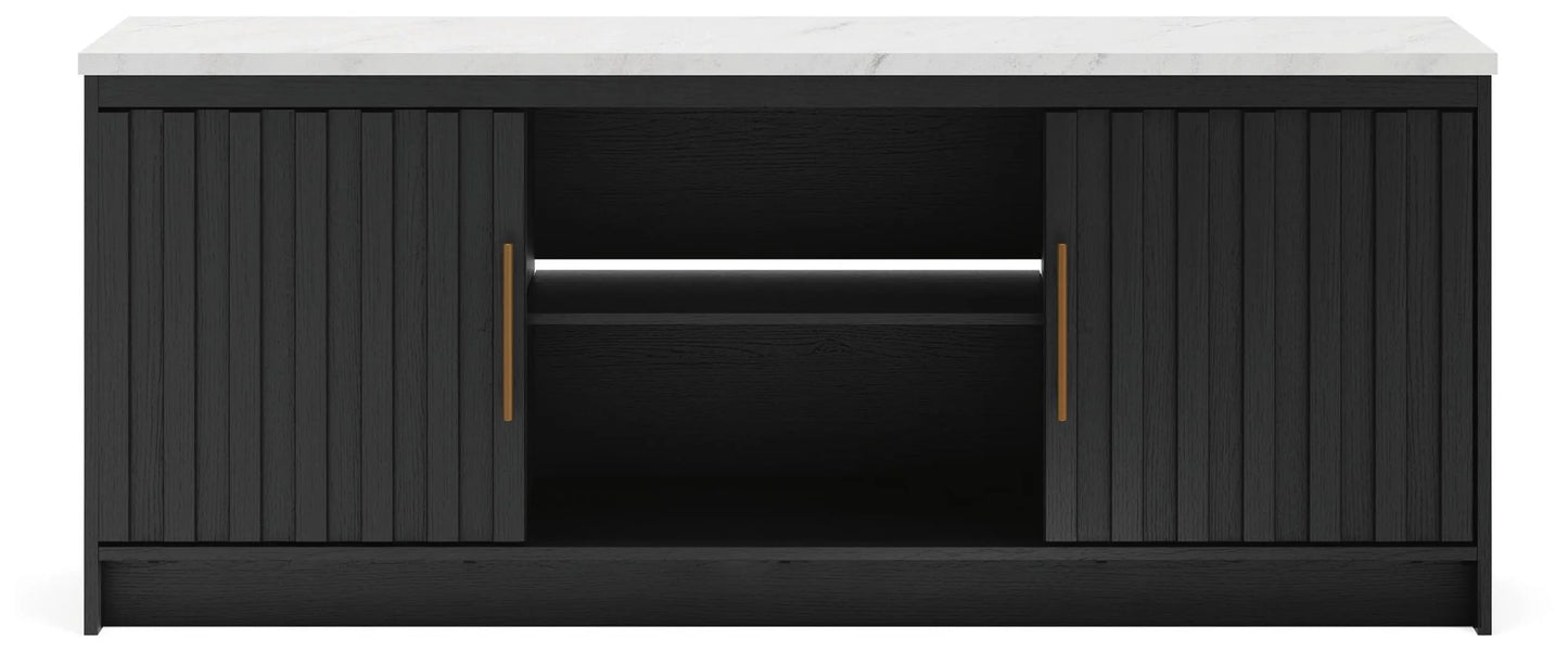 Cadmori - XL TV Stand With Fireplace Option - Black / White
