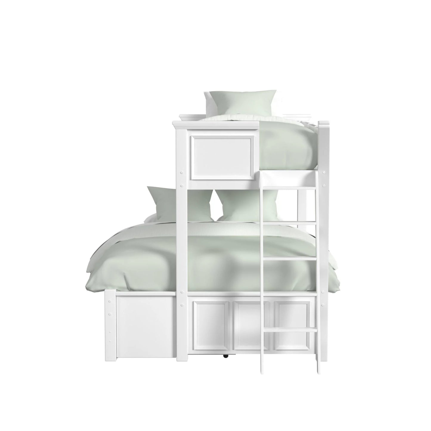 Hampton Kids - Twin Over Full Bunk With Ladder And Trundle - White