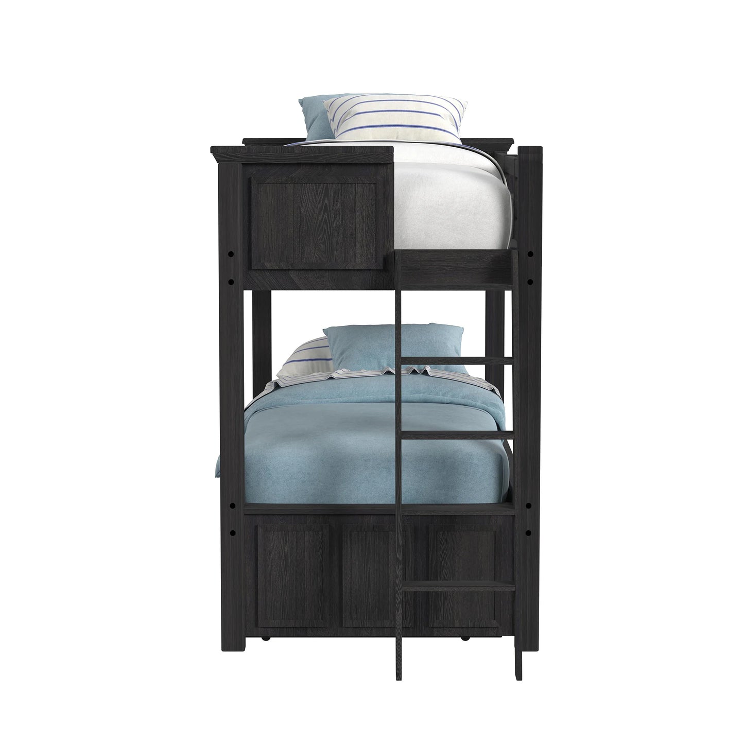 Hampton Kids - Twin Over Twin Bunk With Ladder And Trundle - Charcoal