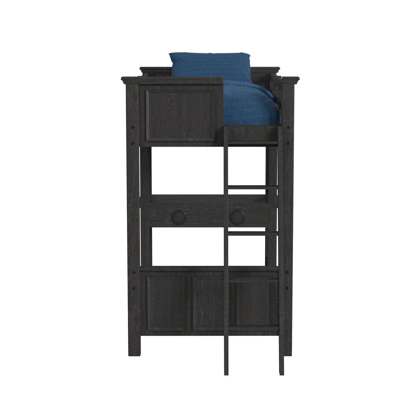 Hampton Kids - Twin Loft With Ladder And Desk With Speaker - Charcoal