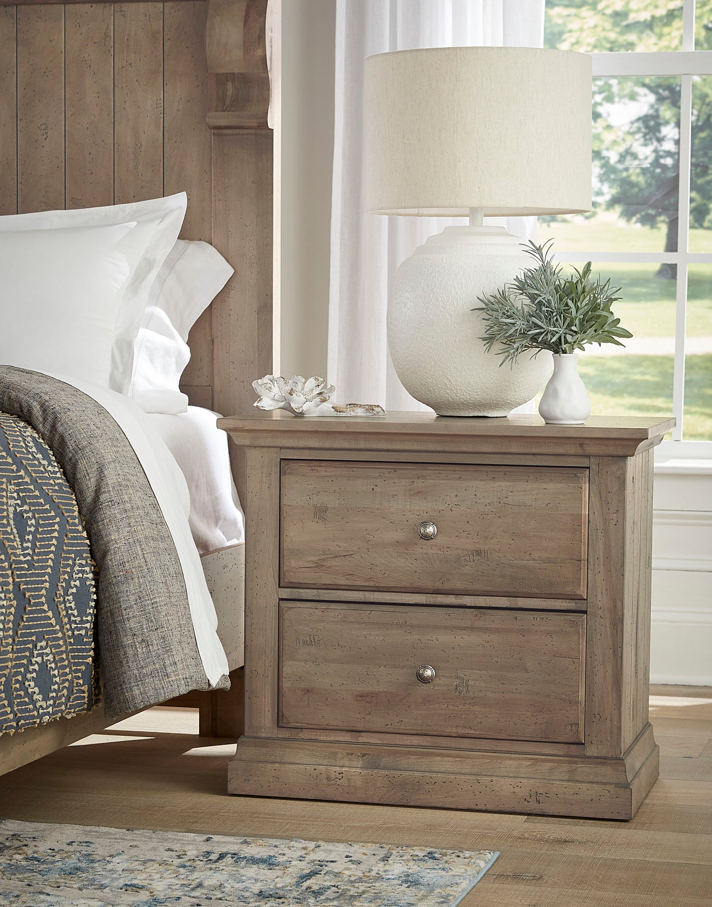 Carlisle - 2-Drawers Nightstand - Natural Grey