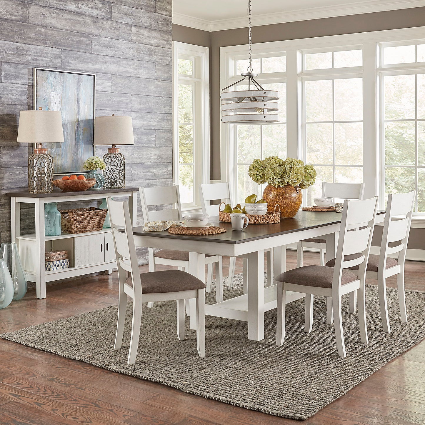 Brook Bay - 7 Piece Trestle Table Set - White