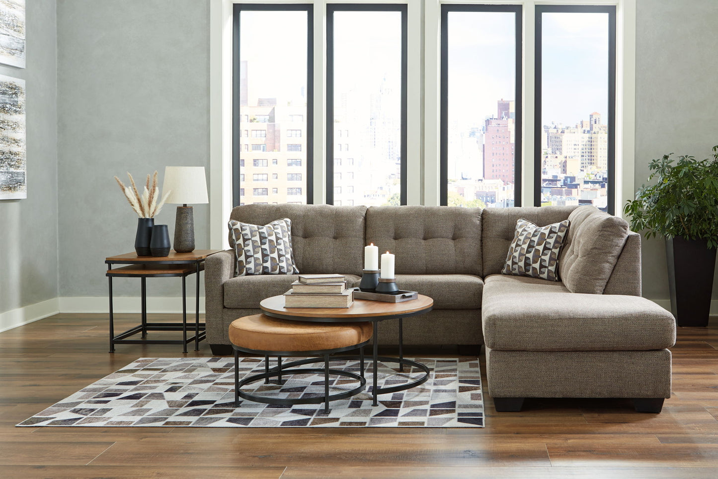 Mahoney - Chocolate - 2-Piece Sectional With Raf Corner Chaise