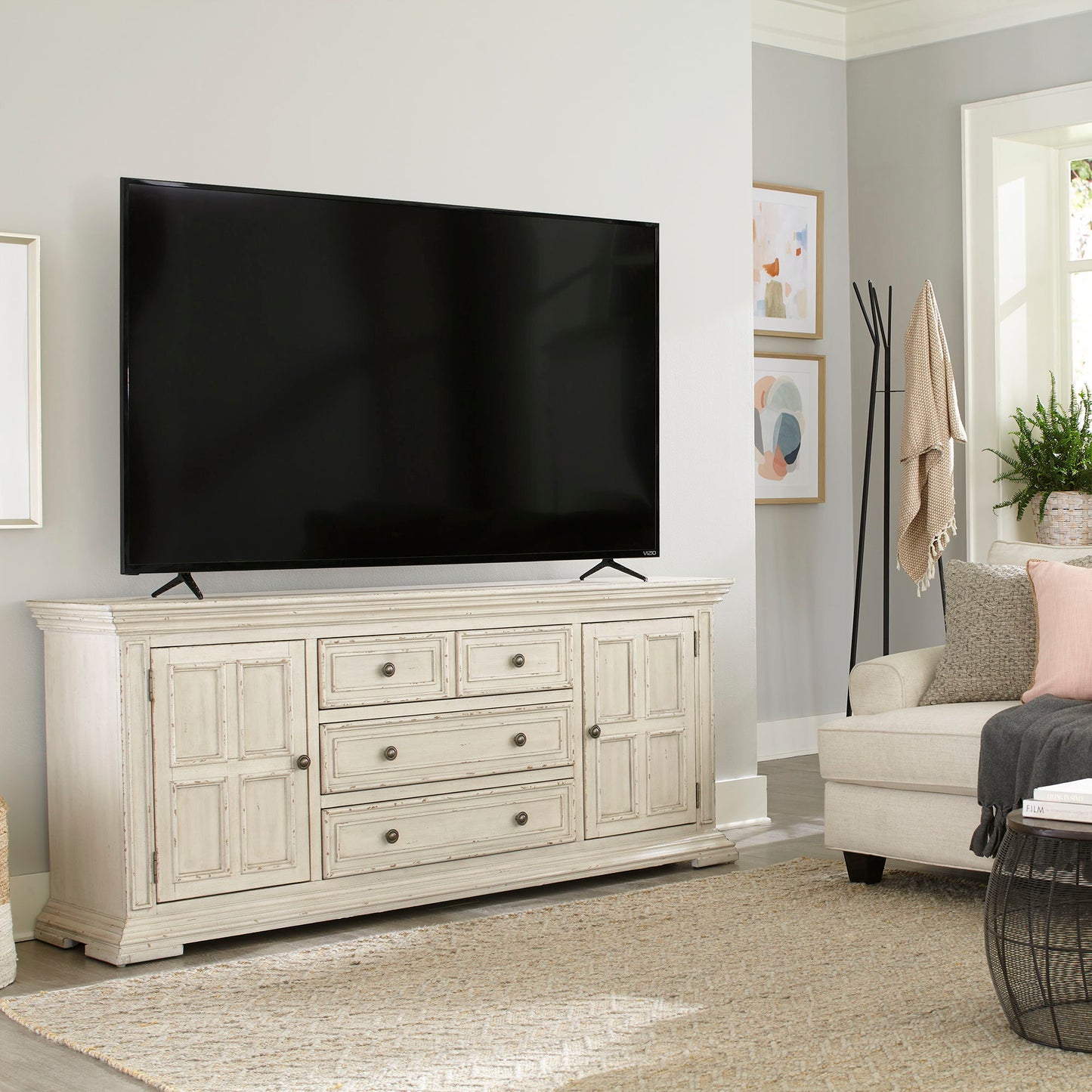 Big Valley - 76" TV Console - White