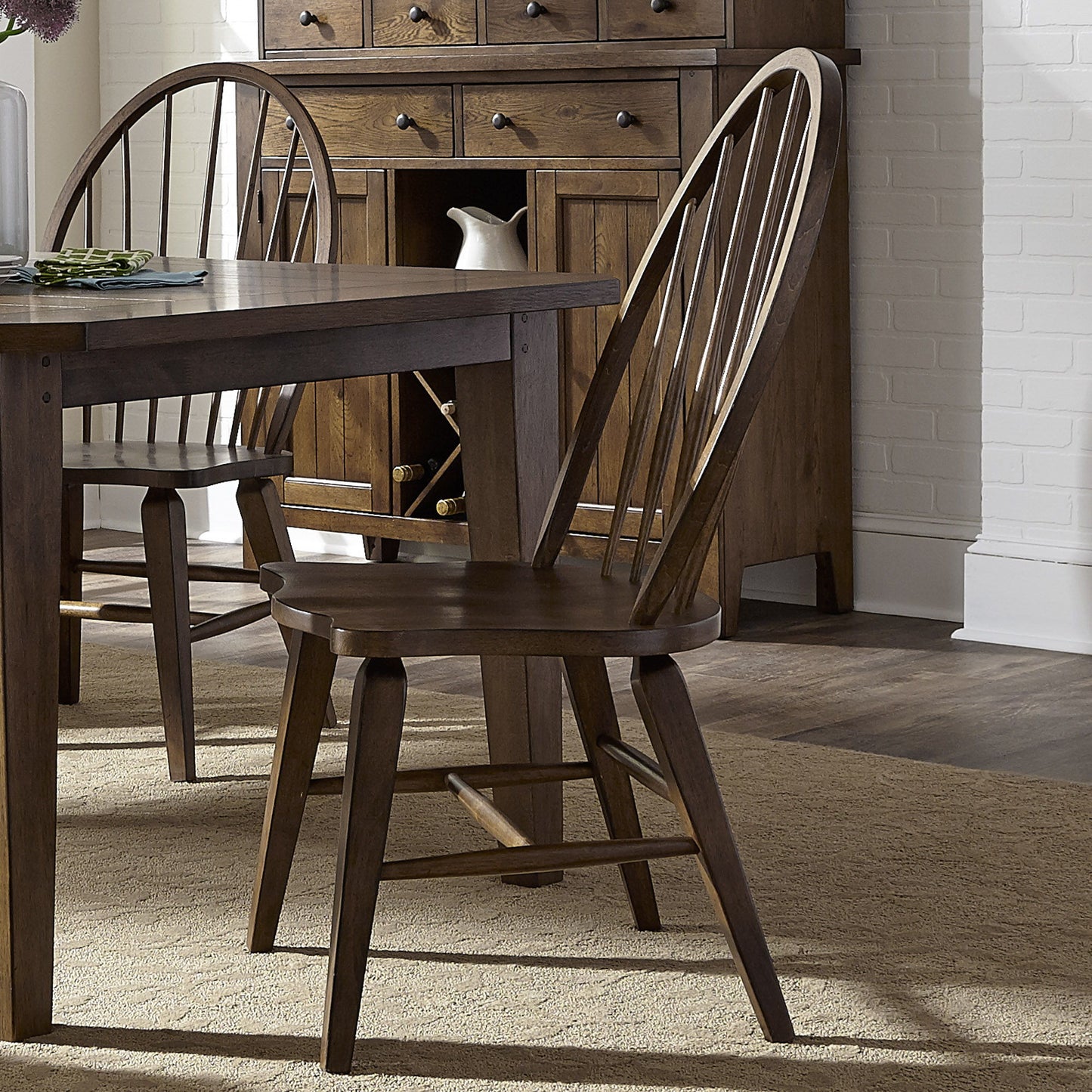 Hearthstone Ridge - Windsor Back Side Chair - Dark Brown