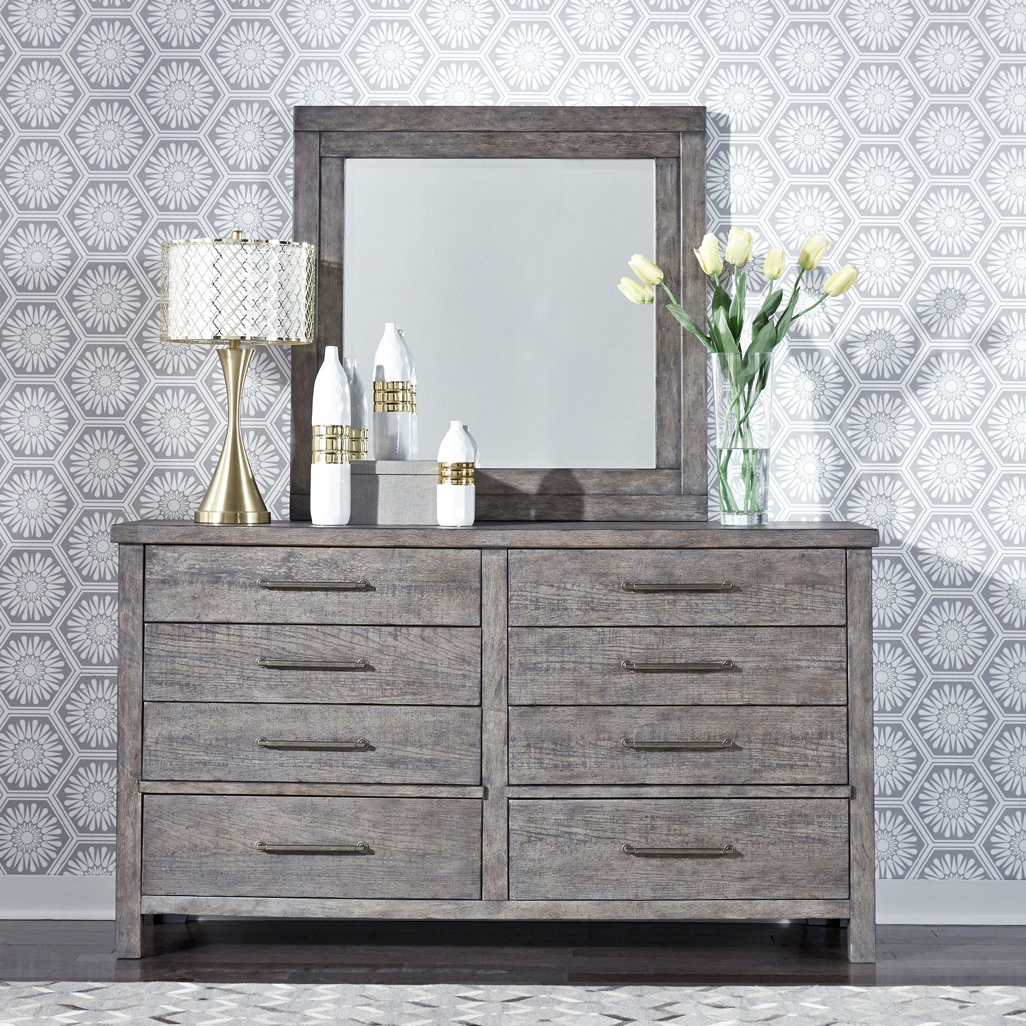 Modern Farmhouse - Dresser & Mirror - Gray – Furniture Warehouse Ohio