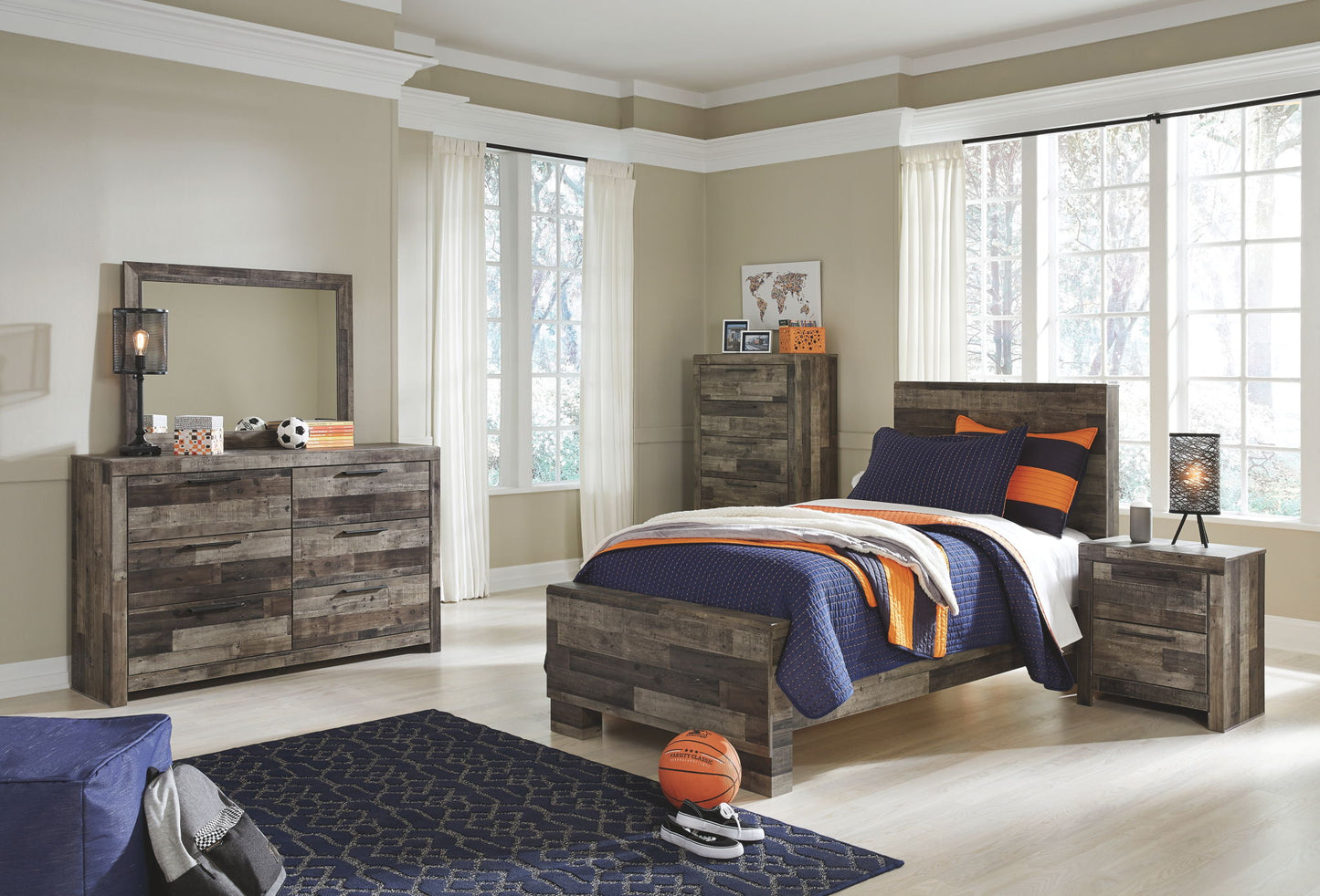 Derekson - Multi Gray - Twin Panel Bed