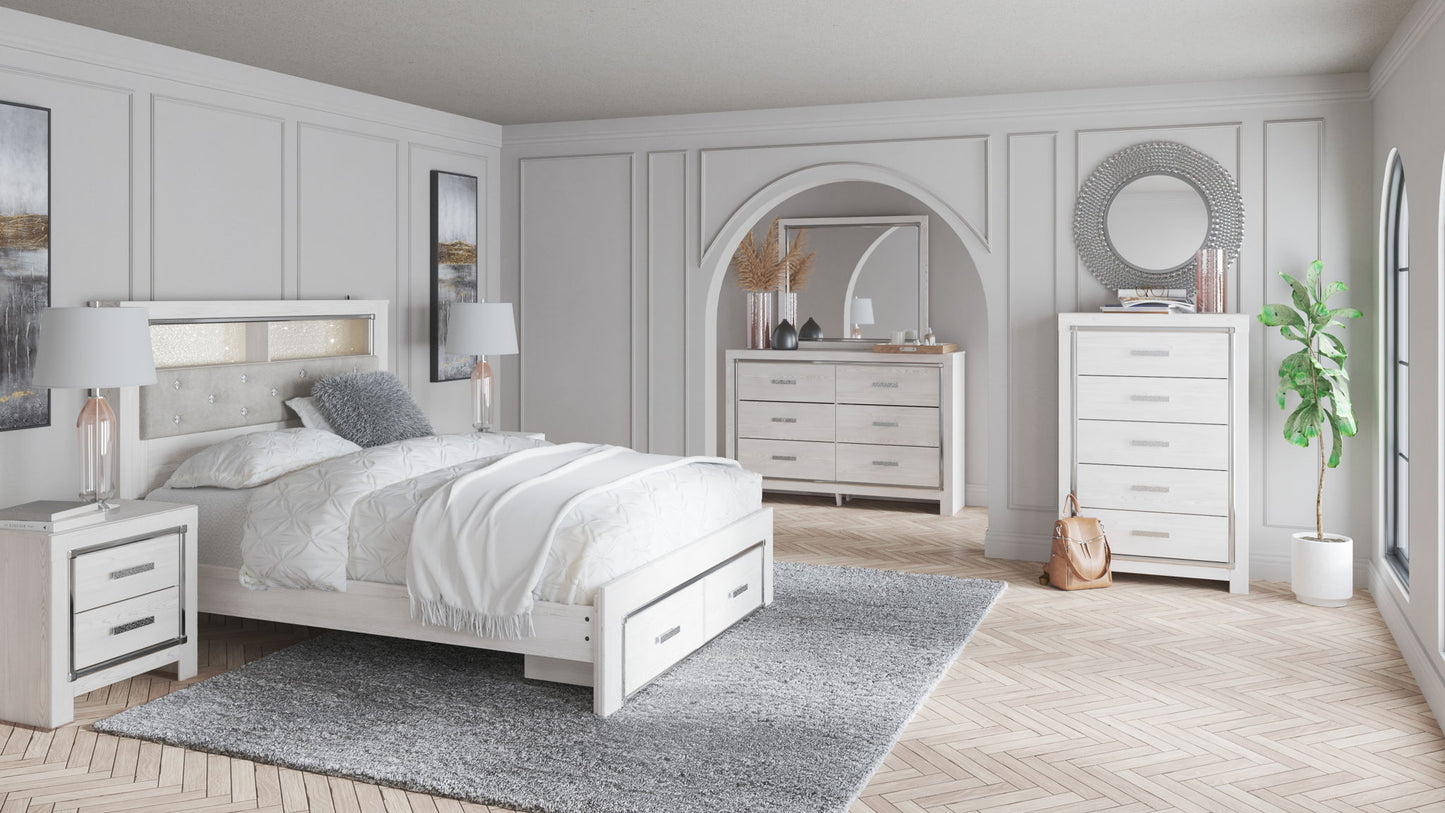 Altyra - White - Queen Panel Bookcase Bed With Footboard Storage