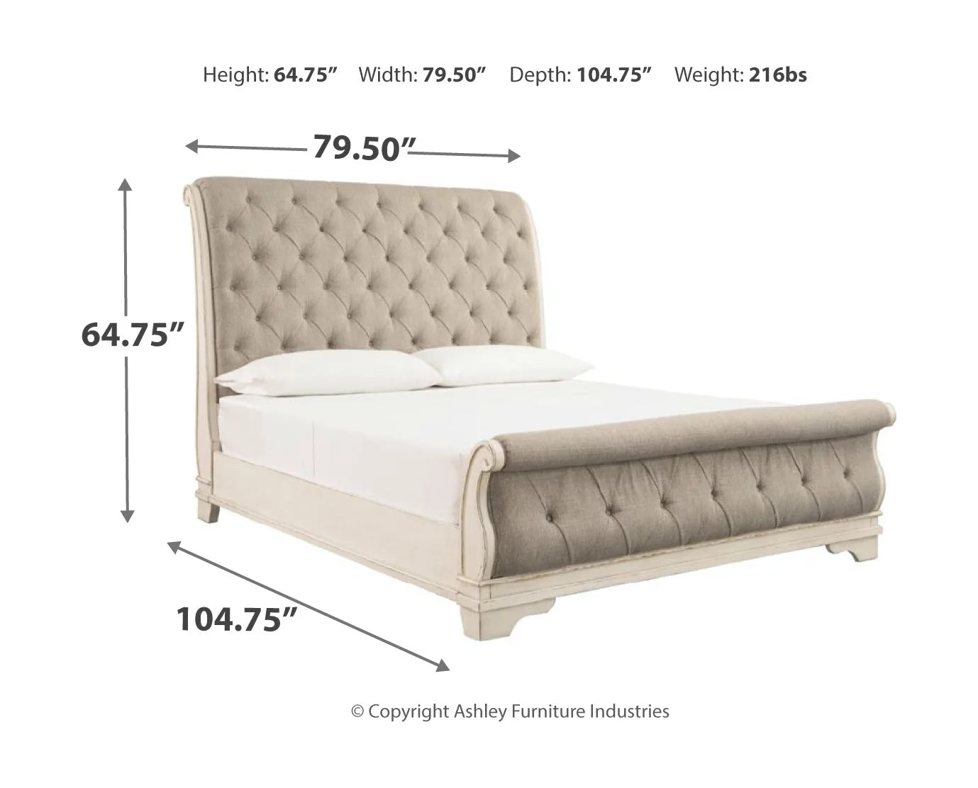 Realyn - Two-tone - King Upholstered Sleigh Bed 3