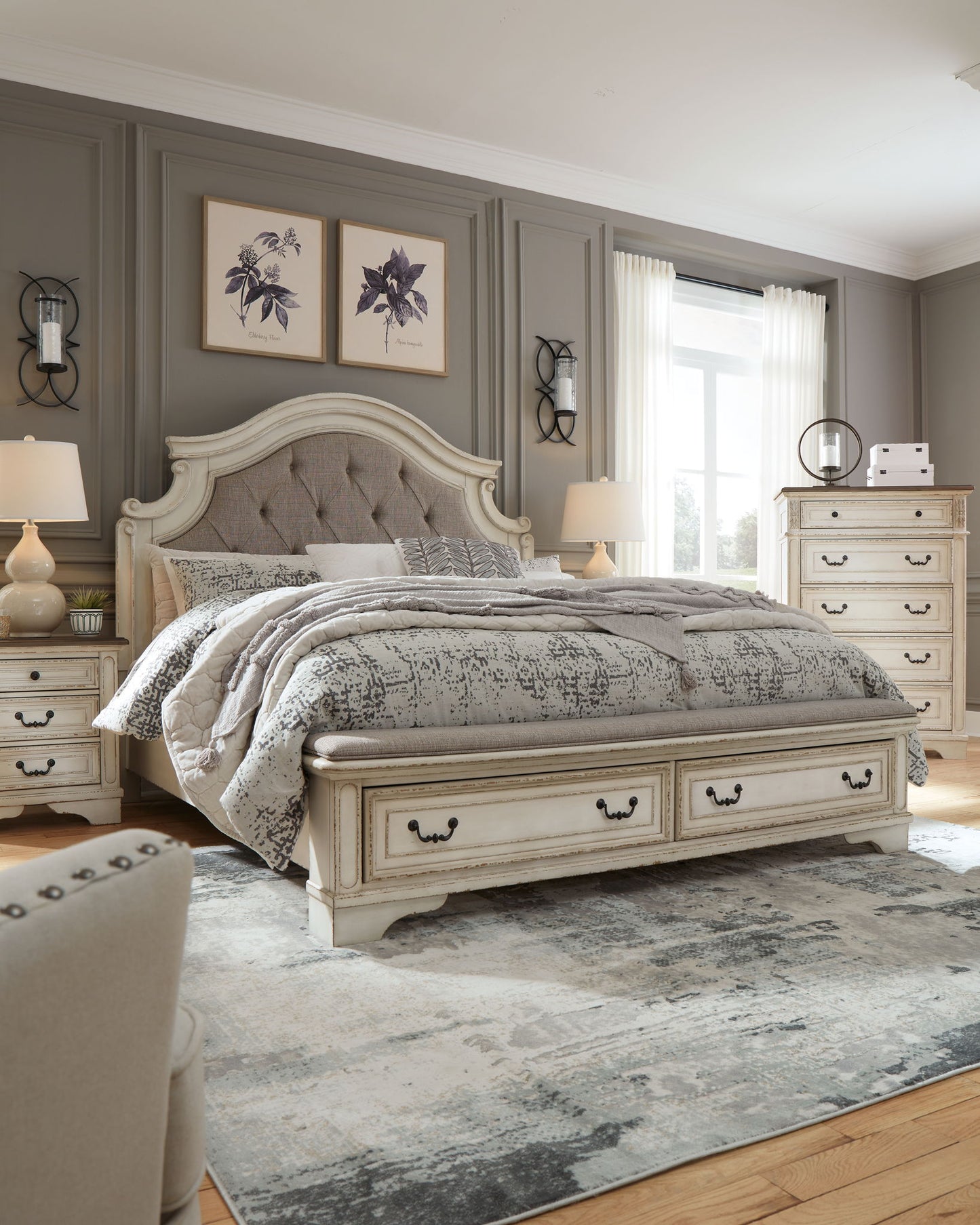 Realyn - White / Brown / Beige - California King Upholstered Bed