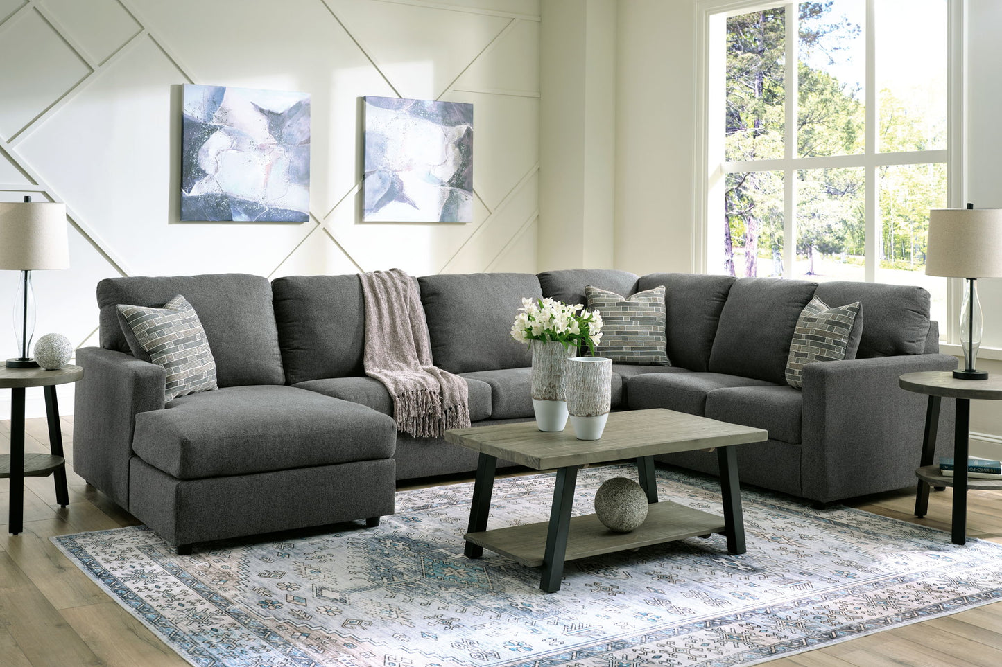 Edenfield - Charcoal - Left Arm Facing Corner Chaise 3 Pc Sectional
