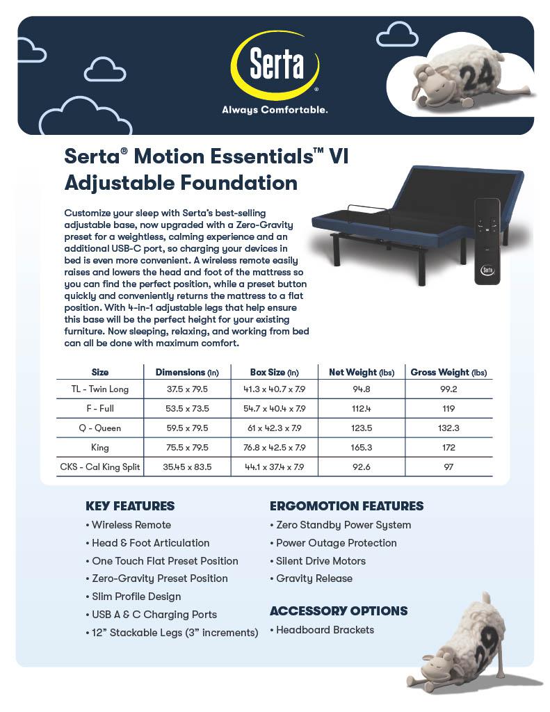 Serta “Motion Essentials” Adjustable Base