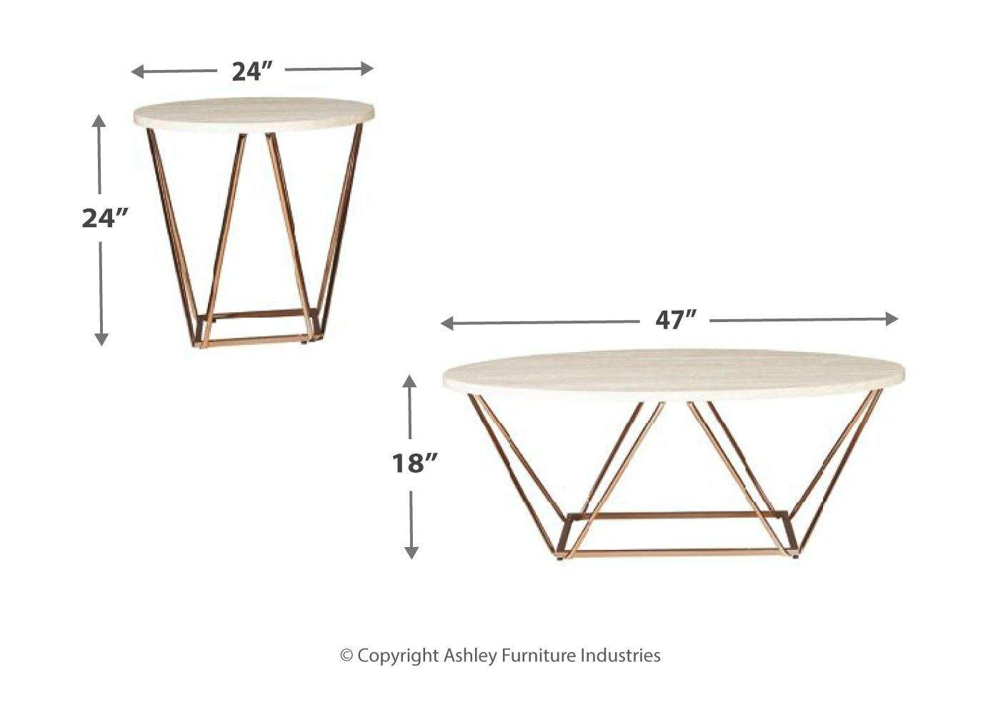 Tarica - White / Metallic - Occasional Table Set (Set of 3)