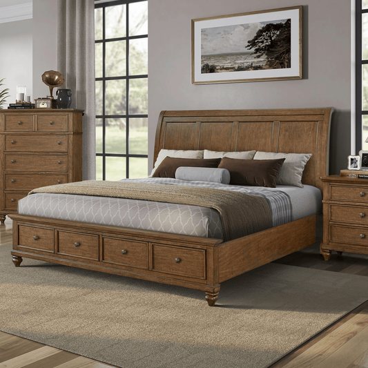 Twin Lakes - King Storage Bed - Chestnut