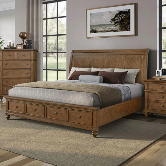 Twin Lakes - Queen Storage Bed - Chestnut