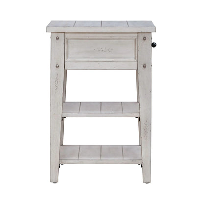 Lake House - Chair Side Table - White