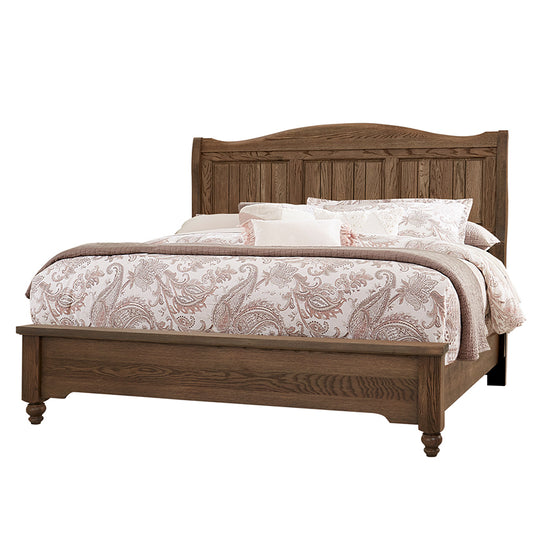 Heritage - Queen Sleigh Bed - Cobblestone Oak