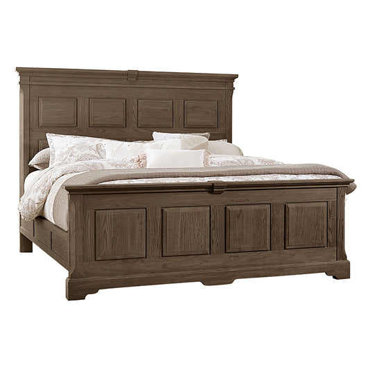 Heritage - Queen Mansion Bed With Decorative Rails - Cobblestone Oak