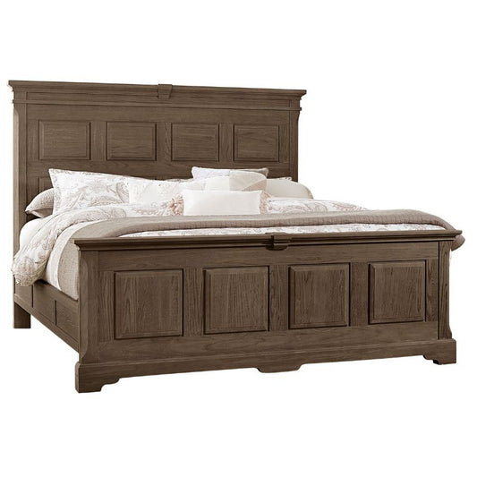 Heritage - King Mansion Bed With Decorative Rails - Cobblestone Oak