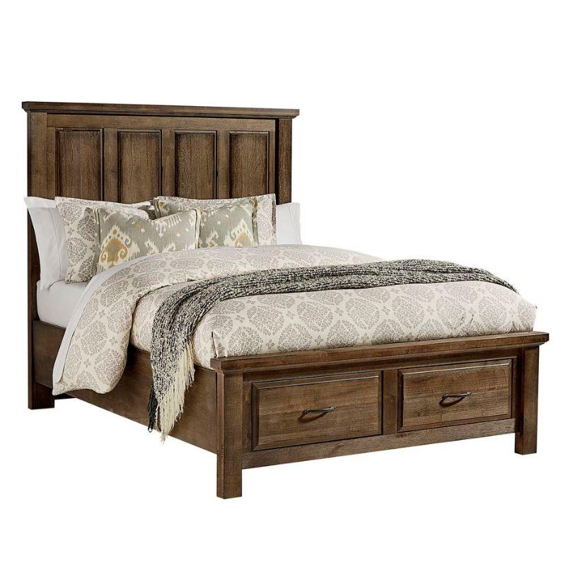 Maple Road - Queen Mansion Bed With Storage Footboard - Maple Syrup