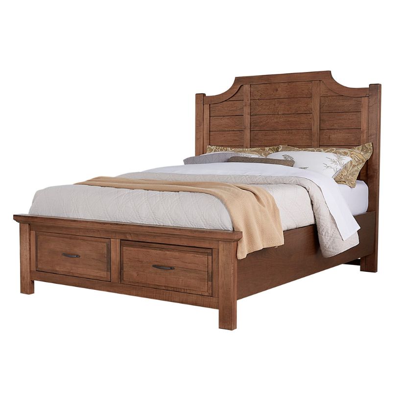 Maple Road - Queen Scalloped Storage Bed - Antique Amish