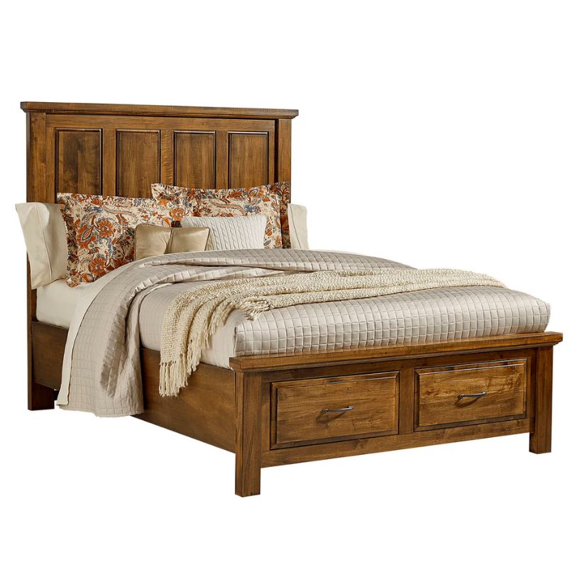 Maple Road - Queen Mansion Bed With Storage Footboard - Antique Amish