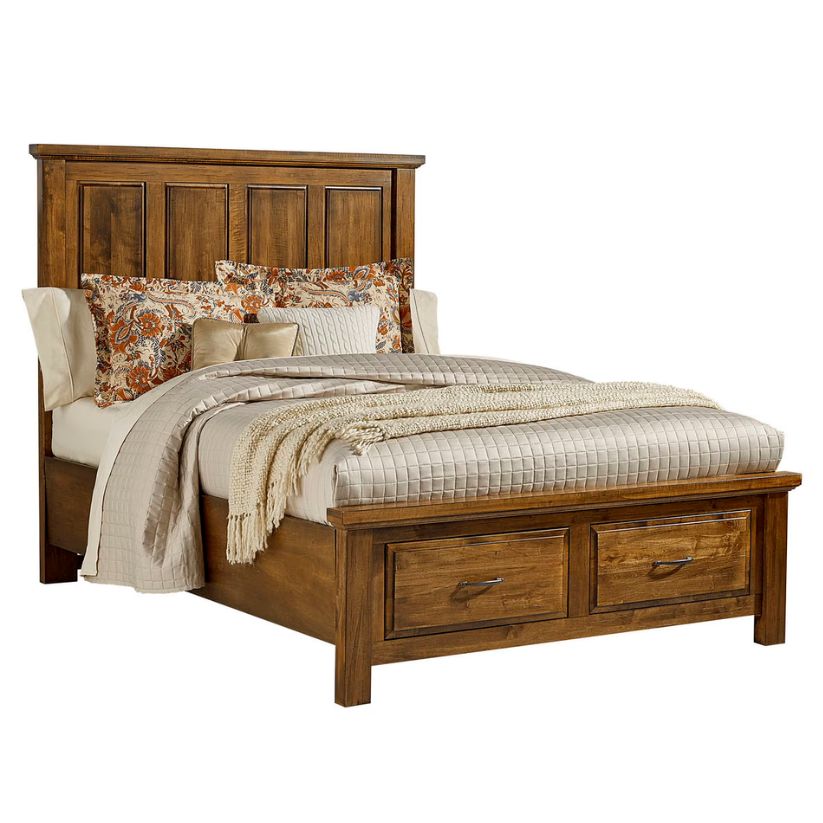 Maple Road - King Mansion Bed With Storage Footboard - Antique Amish